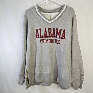 Alabama Crimson Tide Champion Reverse Weave Sweatshirt Gray V-Neck Adult Large